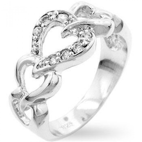 Linked Hearts Sterling Silver 925 Eternity Ring